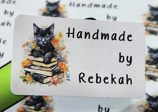 325 Black Cat Personalised Self Adhesive Address Handmade by Labels Stickers 3D Peak Print