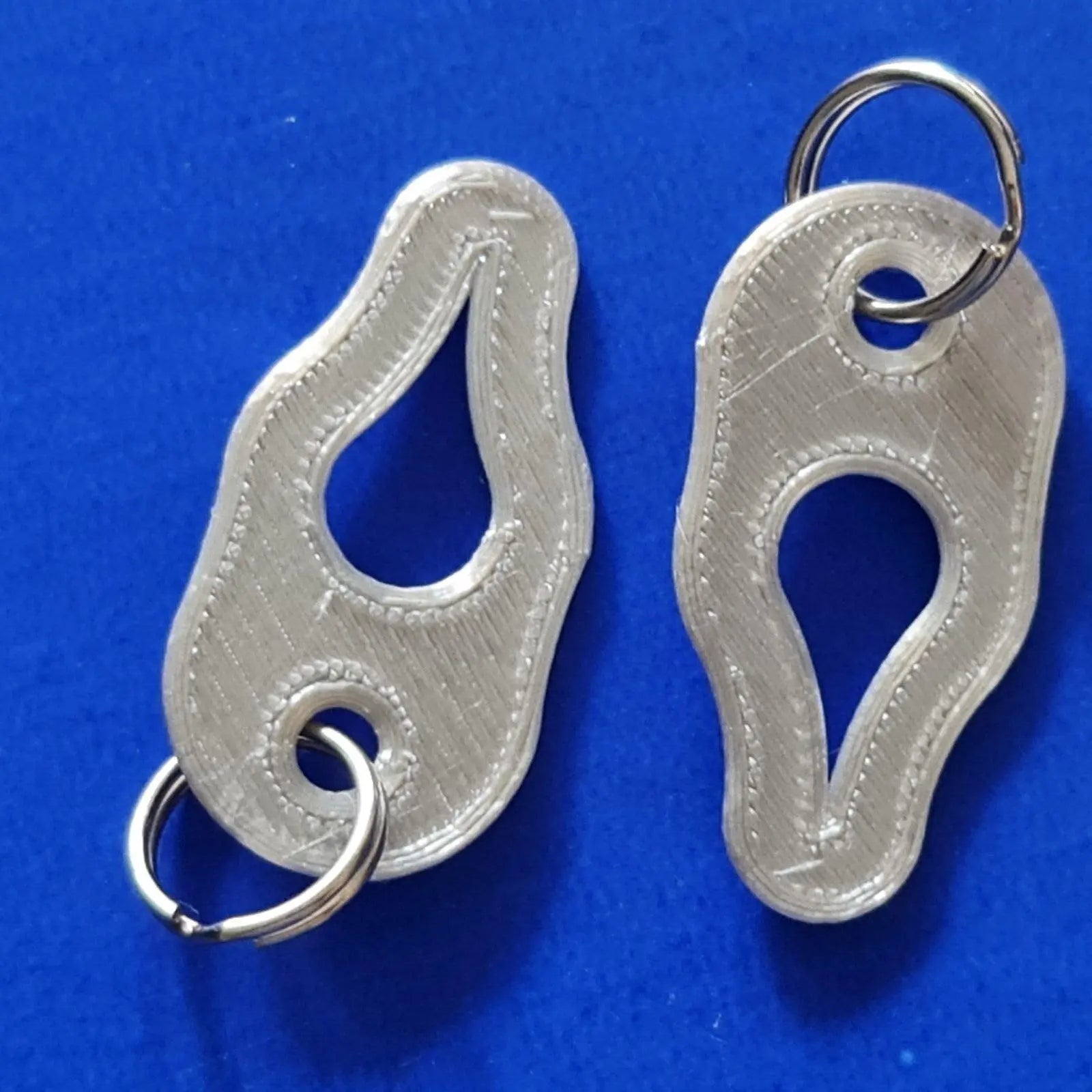 2 x Key Ring Tick Removal Tools Silk Silver PLA Plastic dog cat horse human 3D Peak Print