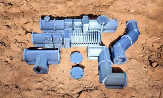 Above Ground Pipelines 7pcs Sci-Fi Modelling Diorama Wargaming Warhammer 40k 3D Peak Print
