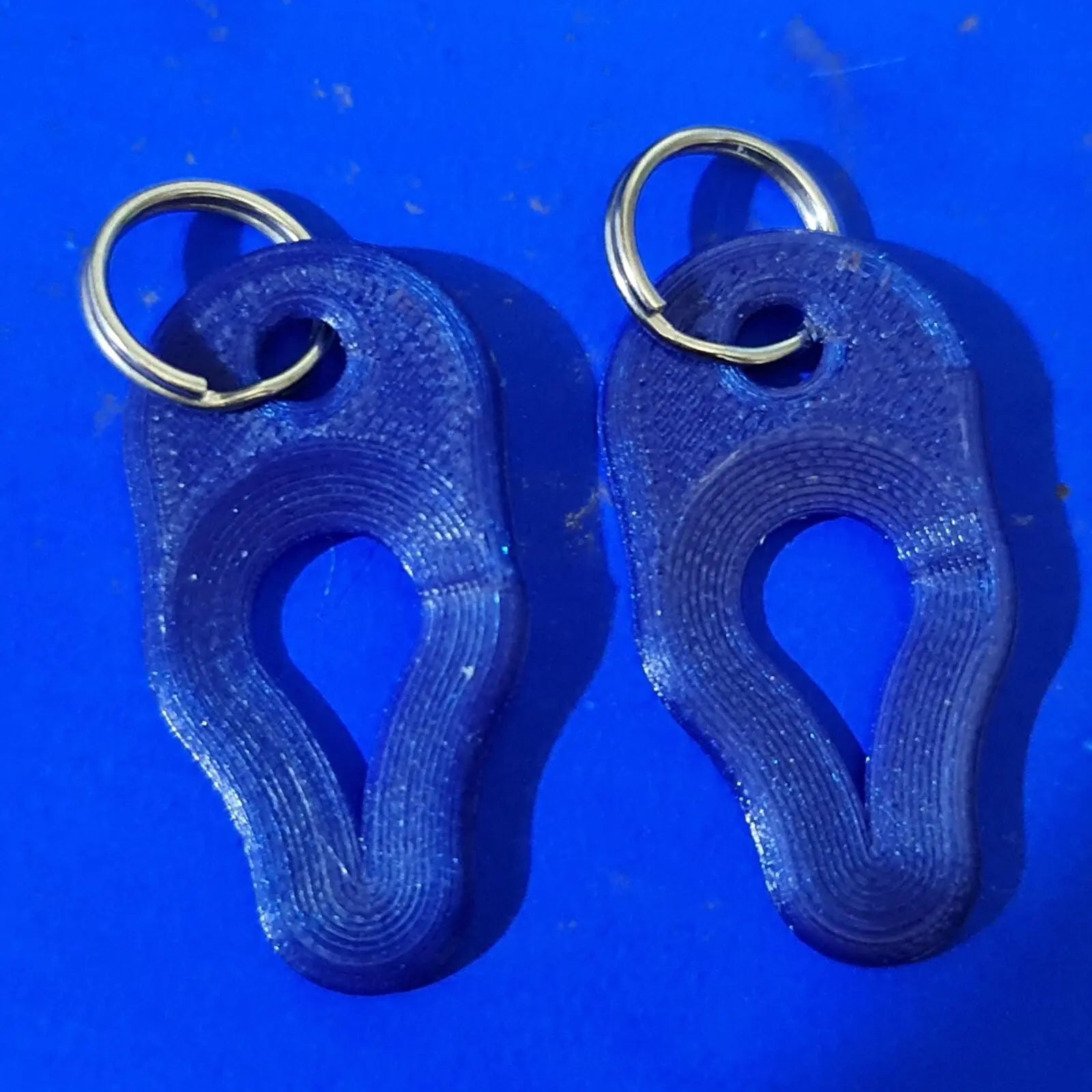 2 x Key Ring Tick Removal Tools Blue Amethyst PLA Plastic Biodegradable dog cat 3D Peak Print