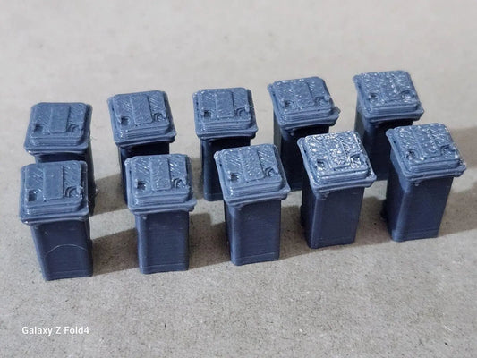 240L Wheelie Bins in OO Gauge - Assorted Colors, 1/76 Scale for Model Railways 3D Peak Print