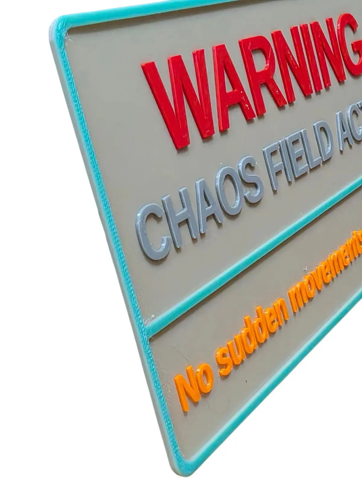 Warning Sign Chaos Field Sci-Fi – 3D Printed Zone 7F Nerd Cave Room Decor Gift 3D Peak Print