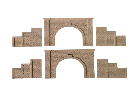 Z Gauge Tunnel Double Track Stone Portal with retaining walls Model Railway Train Layout 1:220 Scale 3D Peak Print