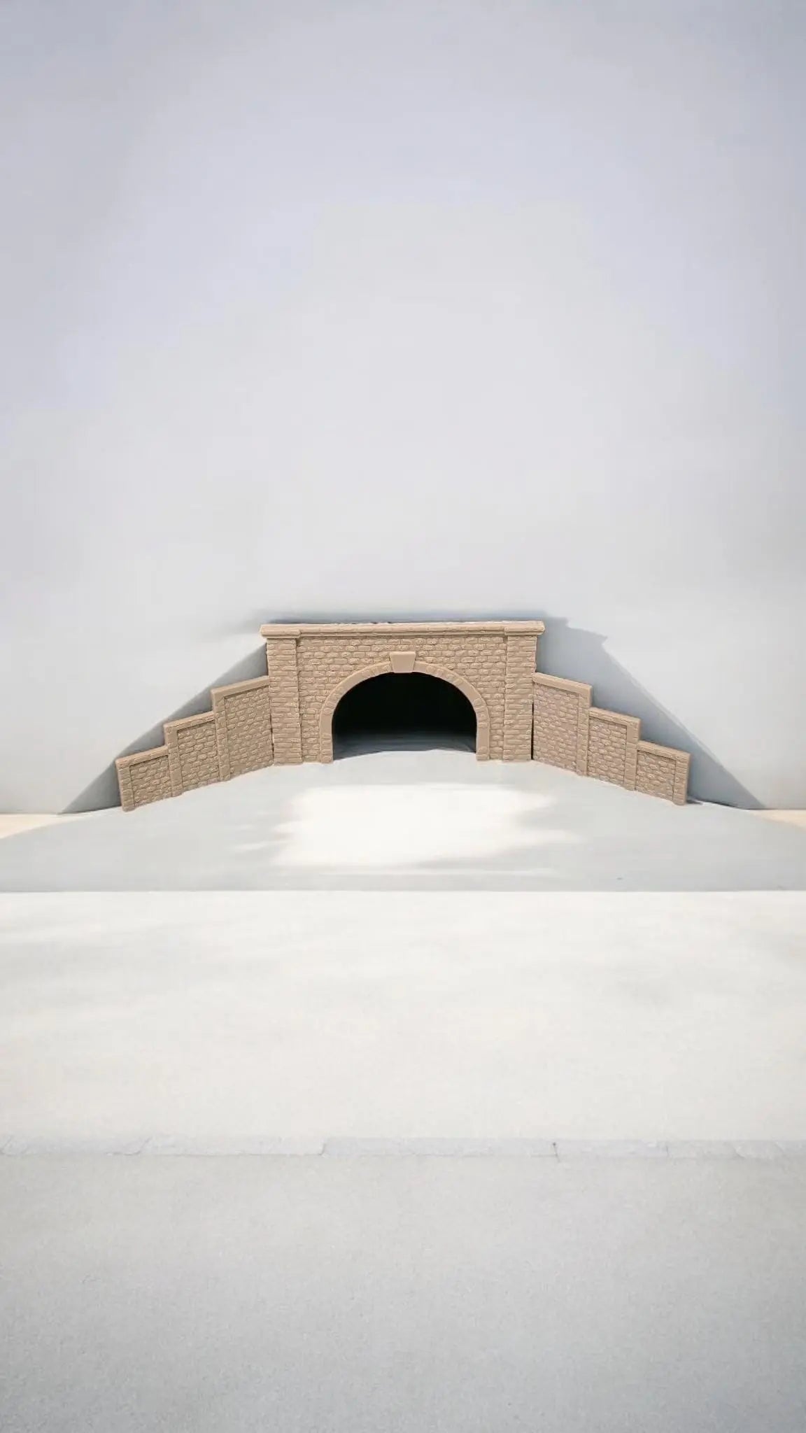 Z Gauge Tunnel Double Track Stone Portal with retaining walls Model Railway Train Layout 1:220 Scale 3D Peak Print