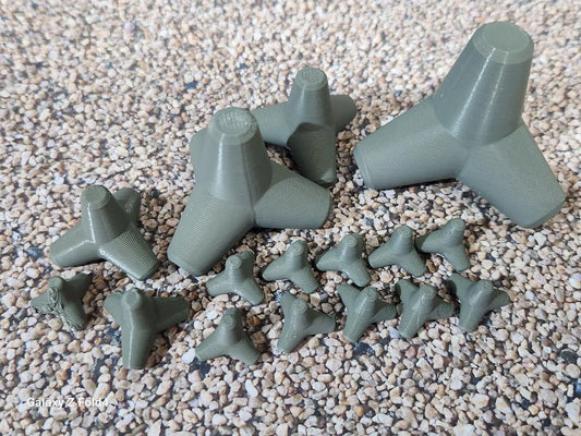 Pack of 10 Concrete Tetrapods N Gauge OO Gauge 6ft 8ft 10ft most scales sizes 3D Peak Print