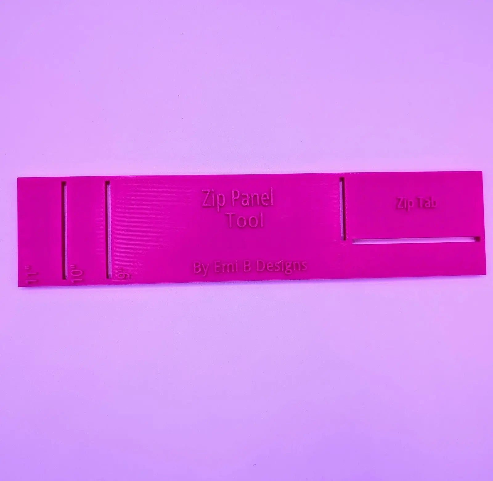 Zip Panel Tool size 2 Bag Making Tool Bag Making Ruler Make zip closures in 3D Peak Print