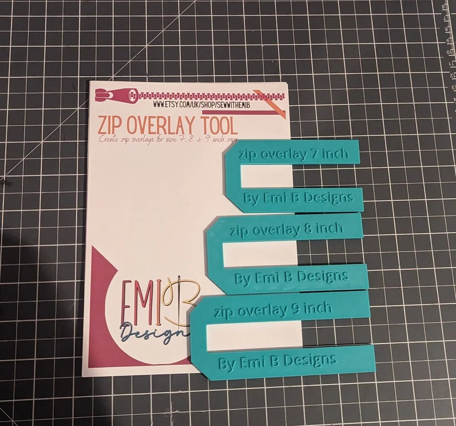 Zip overlay Tool Bag Making Tool Pack of 3 zip overlay templates. Hexagon zip 3D Peak Print