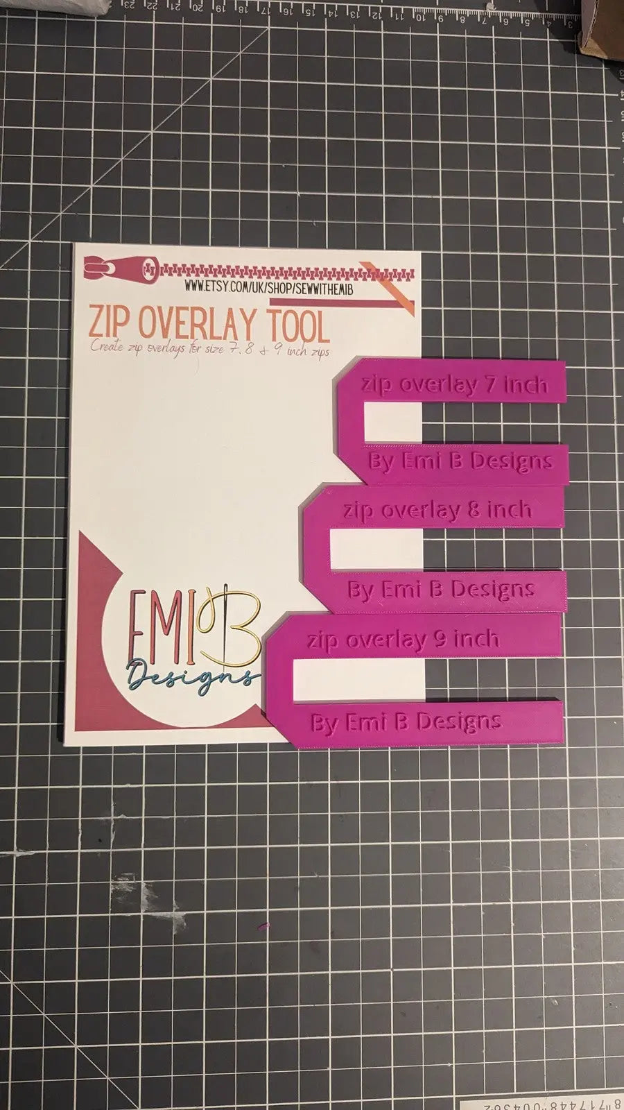 Zip overlay Tool Bag Making Tool Pack of 3 zip overlay templates. Hexagon zip 3D Peak Print