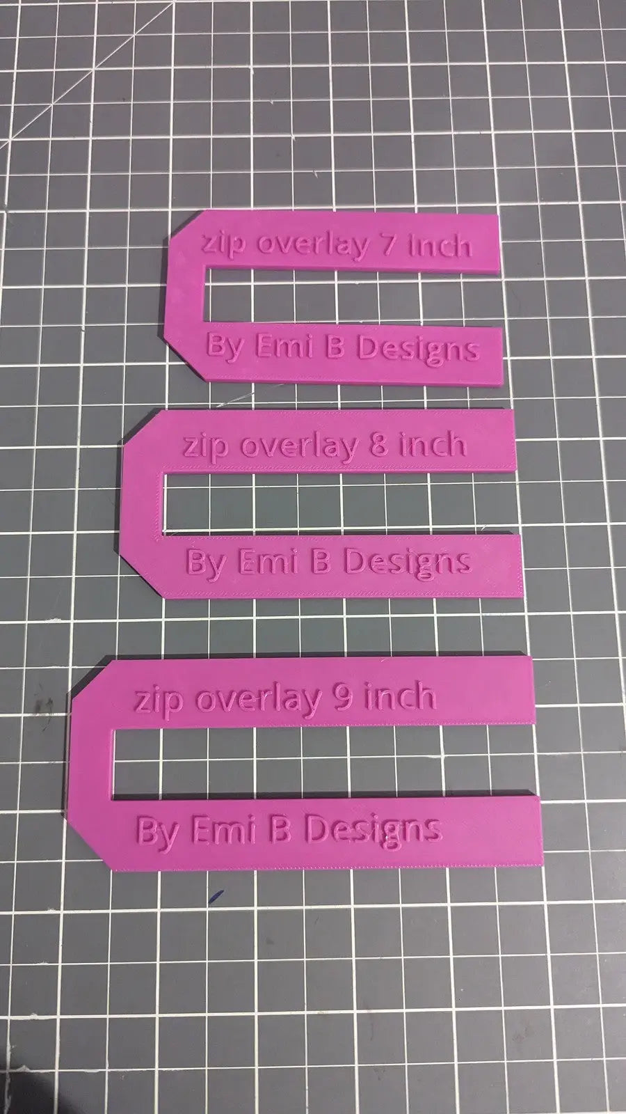 Zip overlay Tool Bag Making Tool Pack of 3 zip overlay templates. Hexagon zip 3D Peak Print