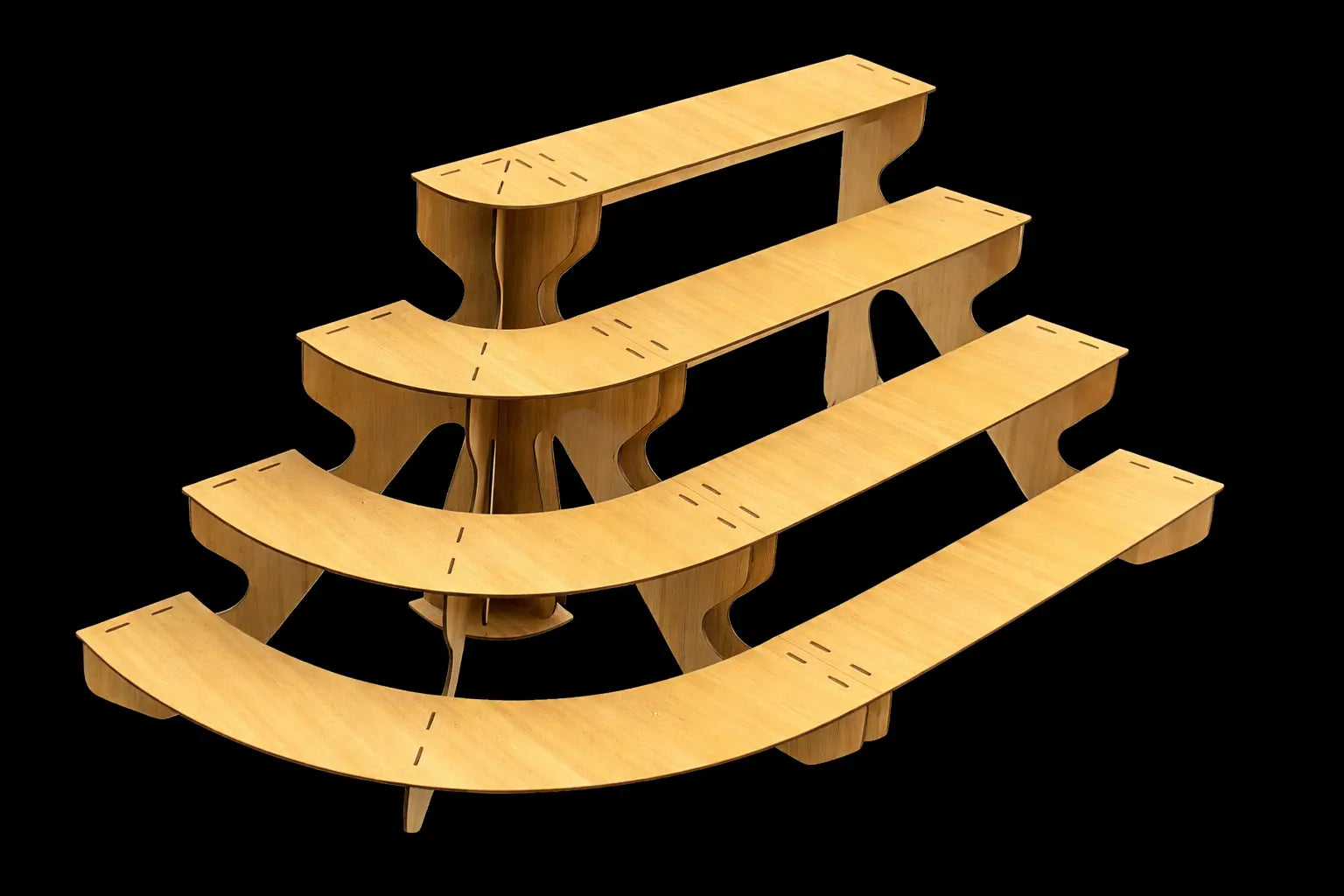 Display Stand 4 Tier MDF Modular Straight & Curved Sets Flat Pack Unbranded