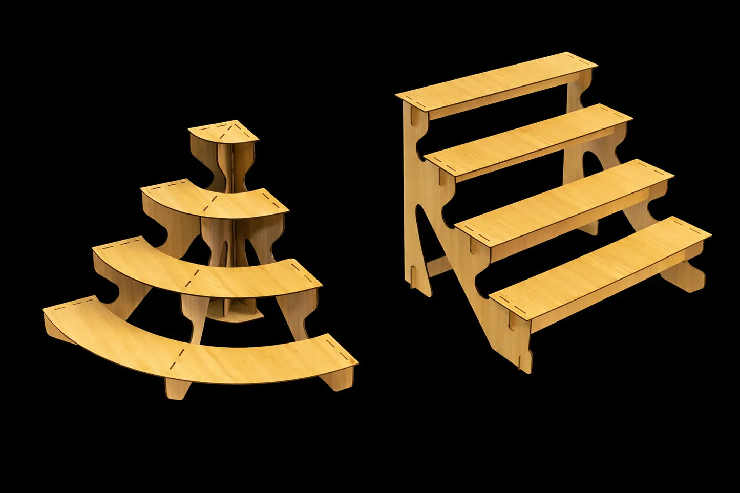 Display Stand 4 Tier MDF Modular Straight & Curved Sets Flat Pack Unbranded