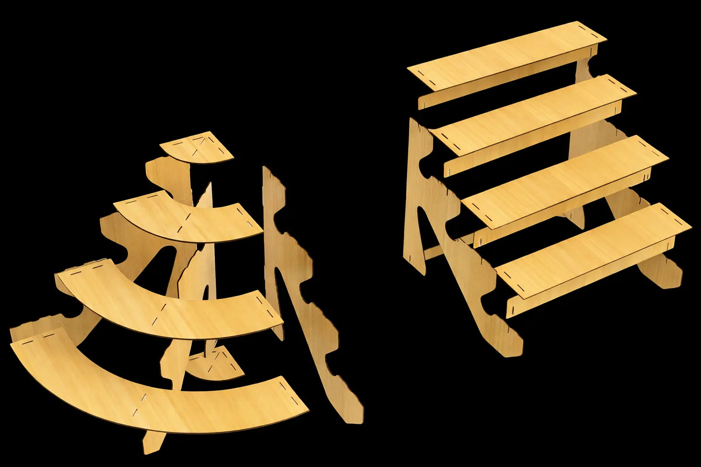 Display Stand 4 Tier MDF Modular Straight & Curved Sets Flat Pack Unbranded