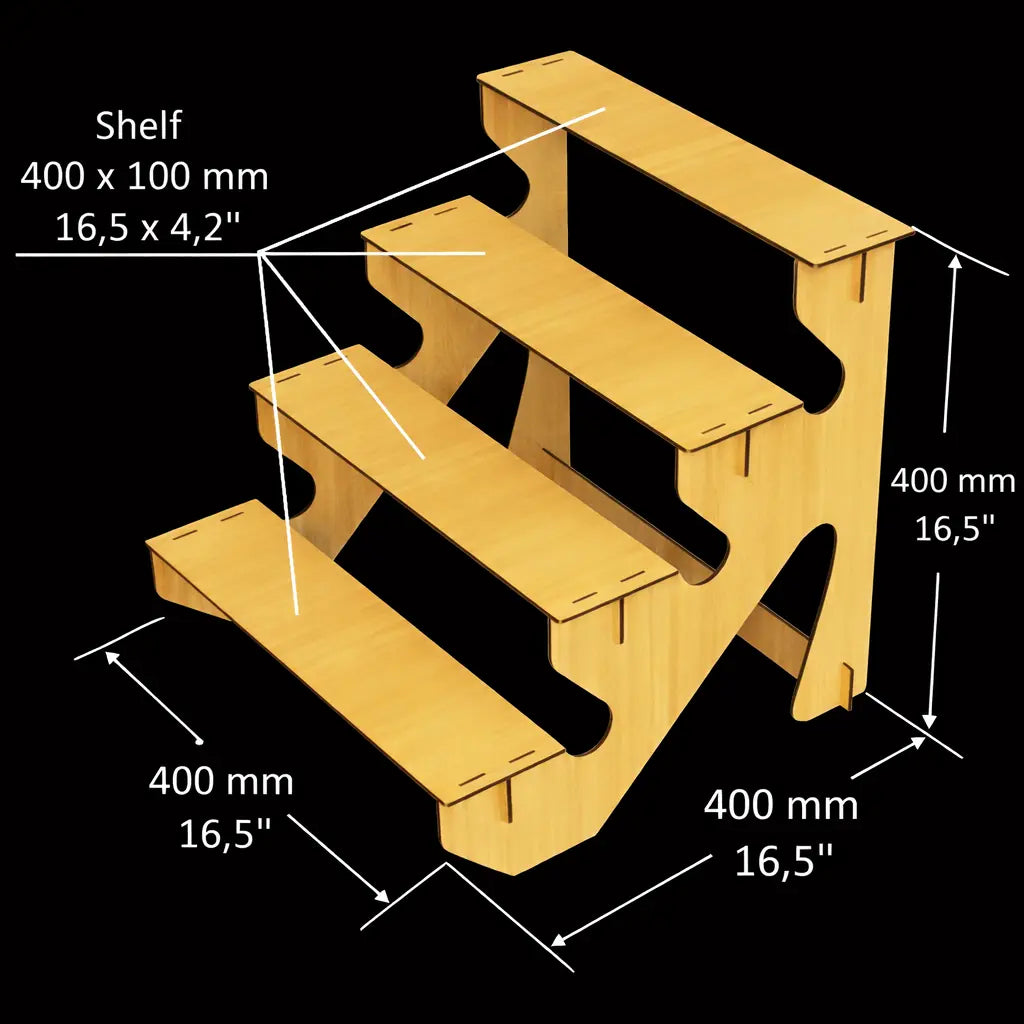 Display Stand 4 Tier MDF Modular Straight & Curved Sets Flat Pack Unbranded
