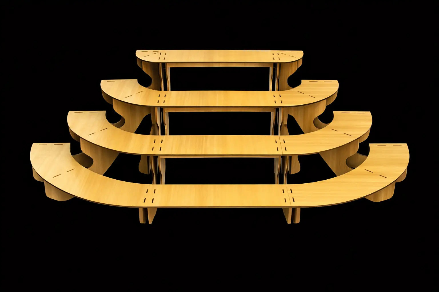 Display Stand 4 Tier MDF Modular Straight & Curved Sets Flat Pack Unbranded