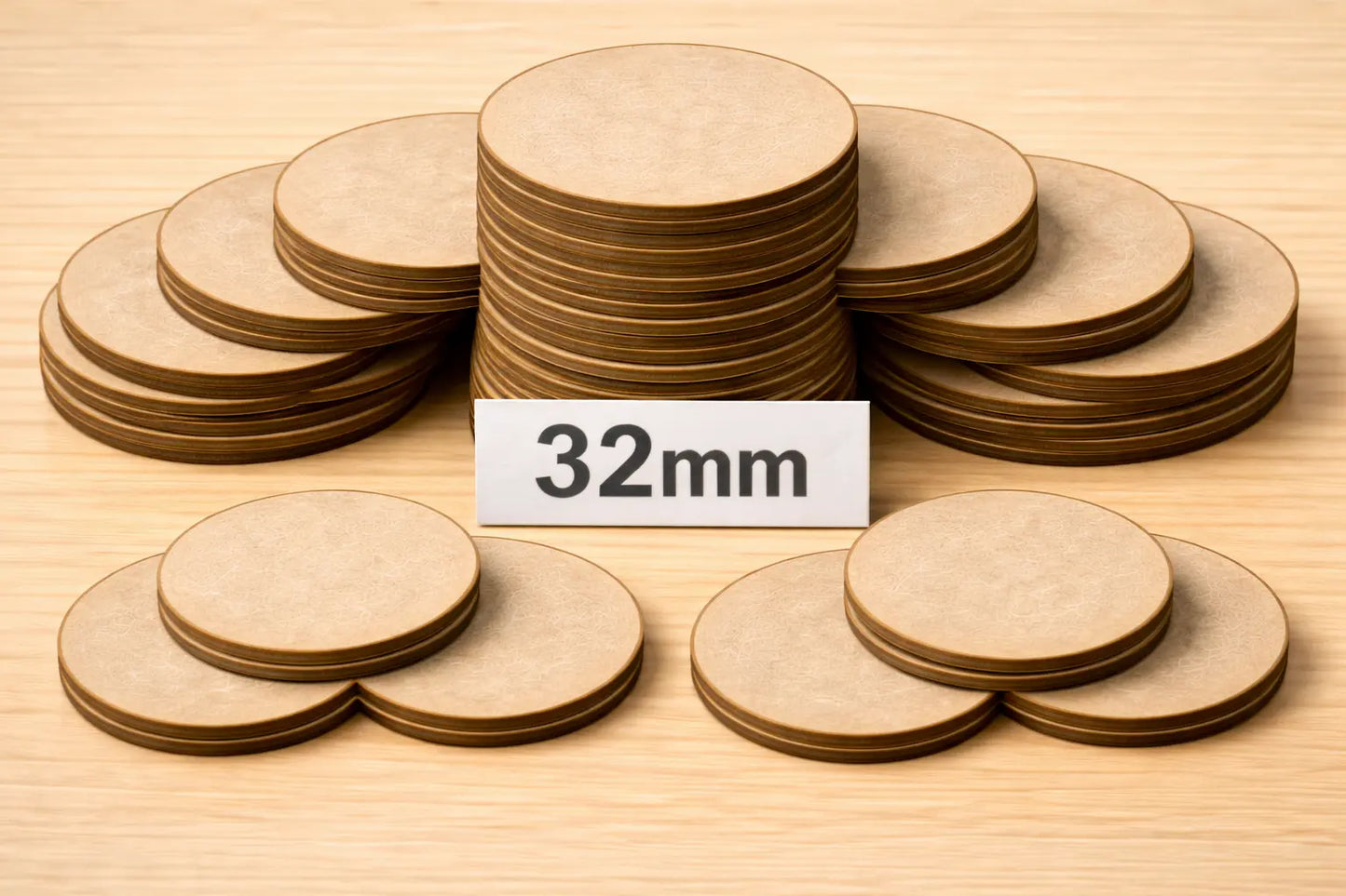 Wargaming Bases MDF  25mm–50mm Laser Cut Round Bases Tabletop Gaming 3D Peak Print
