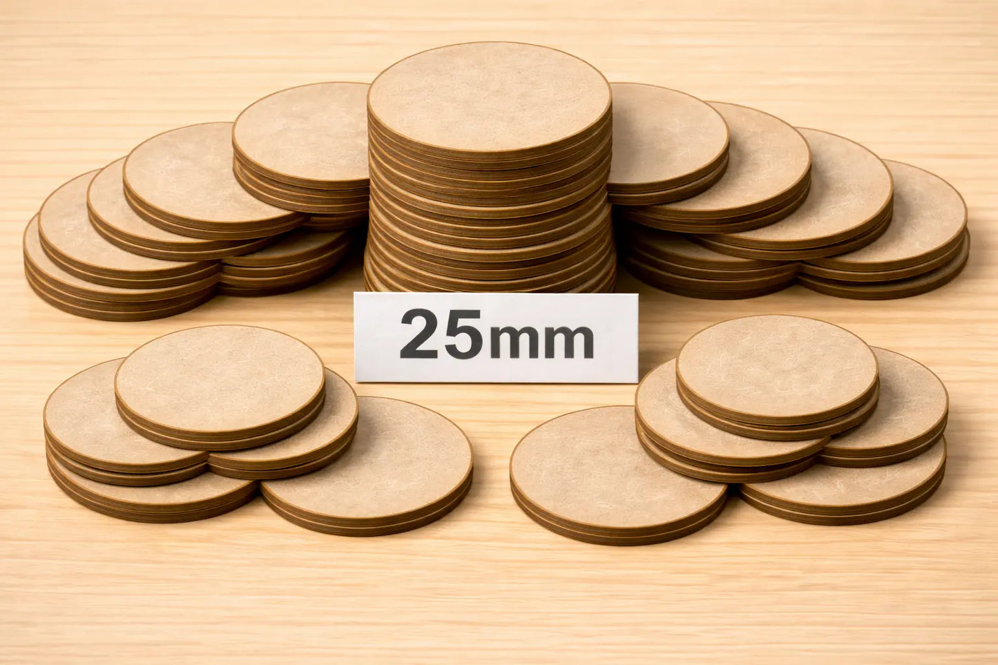 Wargaming Bases MDF  25mm–50mm Laser Cut Round Bases Tabletop Gaming 3D Peak Print