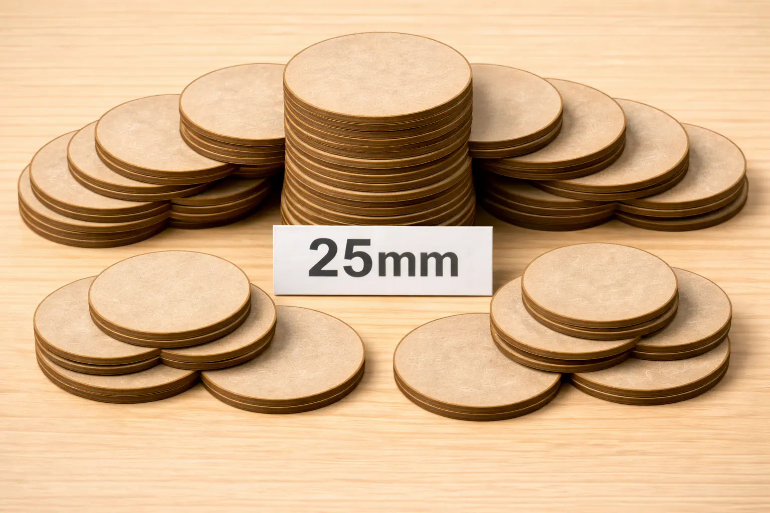 Wargaming Bases MDF  25mm–50mm Laser Cut Round Bases Tabletop Gaming 3D Peak Print