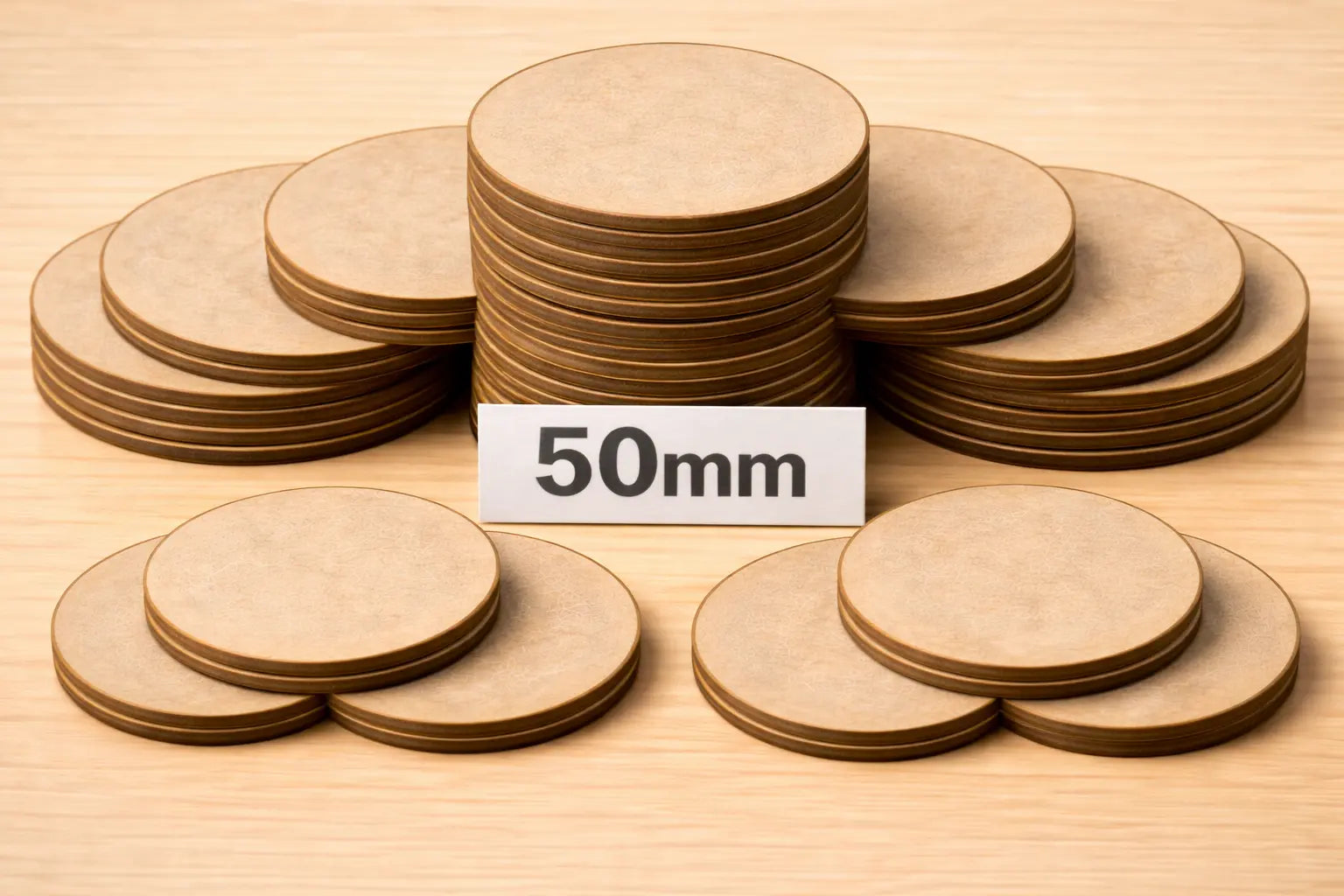 Wargaming Bases MDF  25mm–50mm Laser Cut Round Bases Tabletop Gaming 3D Peak Print