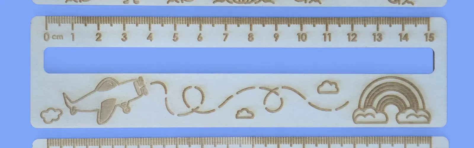 Wooden Ruler Bookmark 15cm Laser Engraved Ply Cute Design Gift for Kids FORGE