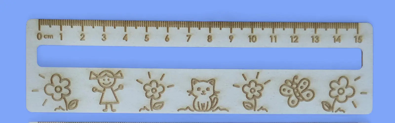 Wooden Ruler Bookmark 15cm Laser Engraved Ply Cute Design Gift for Kids FORGE