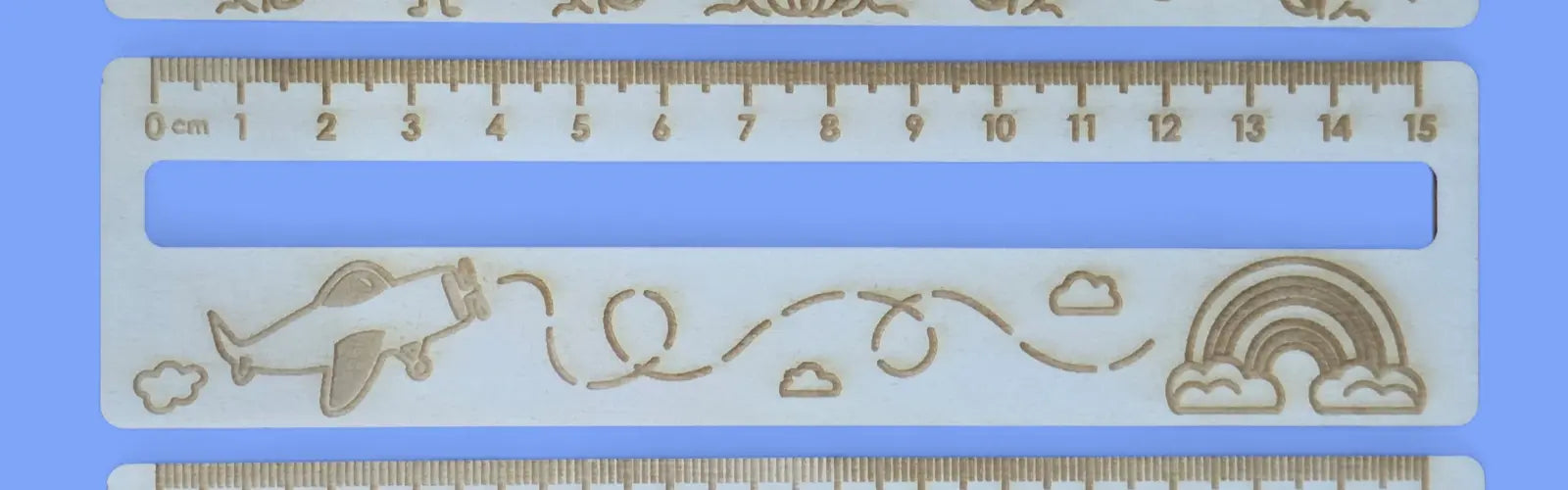 Wooden Ruler Bookmark 15cm Laser Engraved Ply Cute Design Gift for Kids FORGE