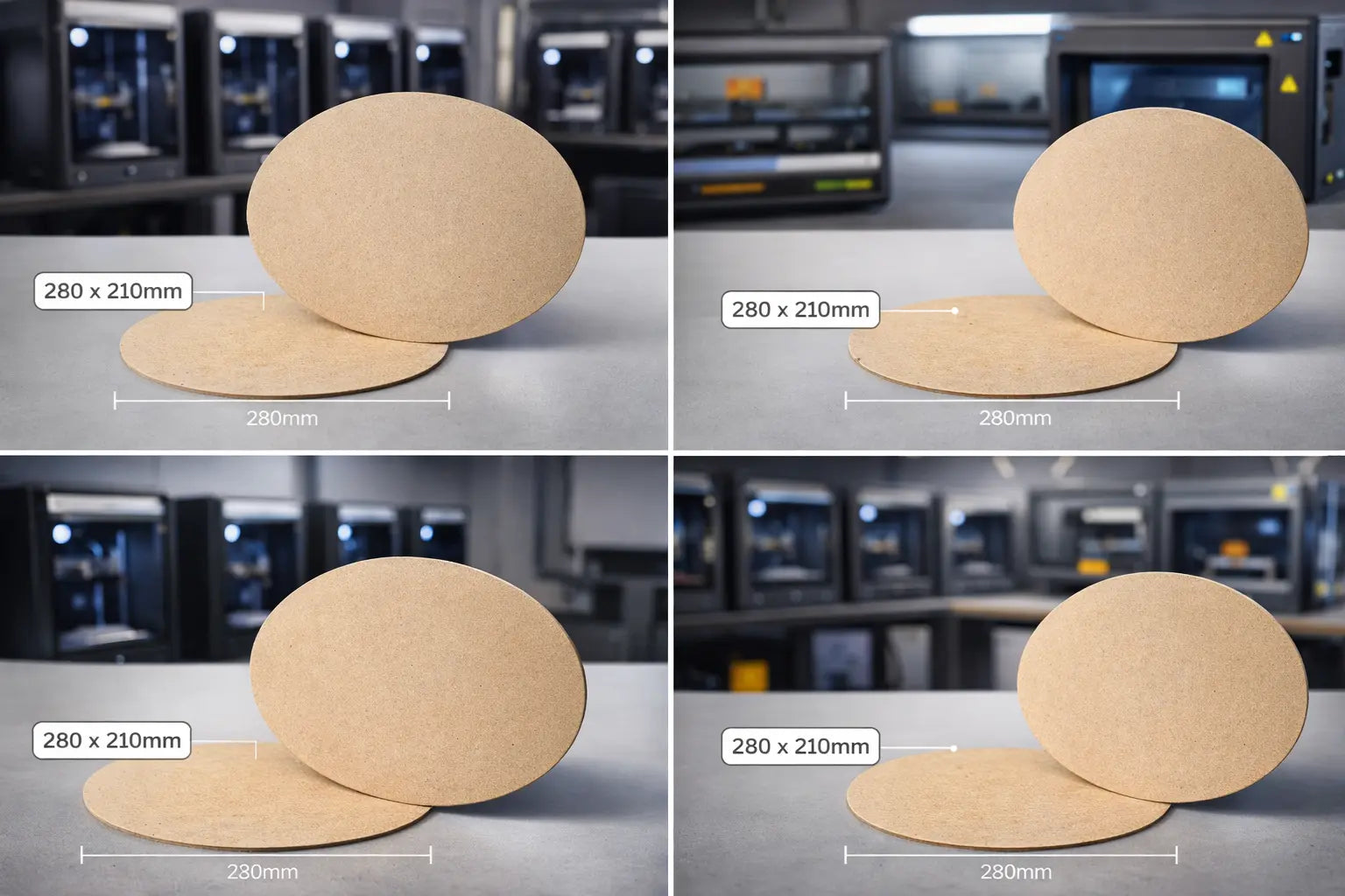 210 x 280mm Oval MDF Base 3mm THICK Premium Medite MDF Precision Laser Cut 3D Peak Print