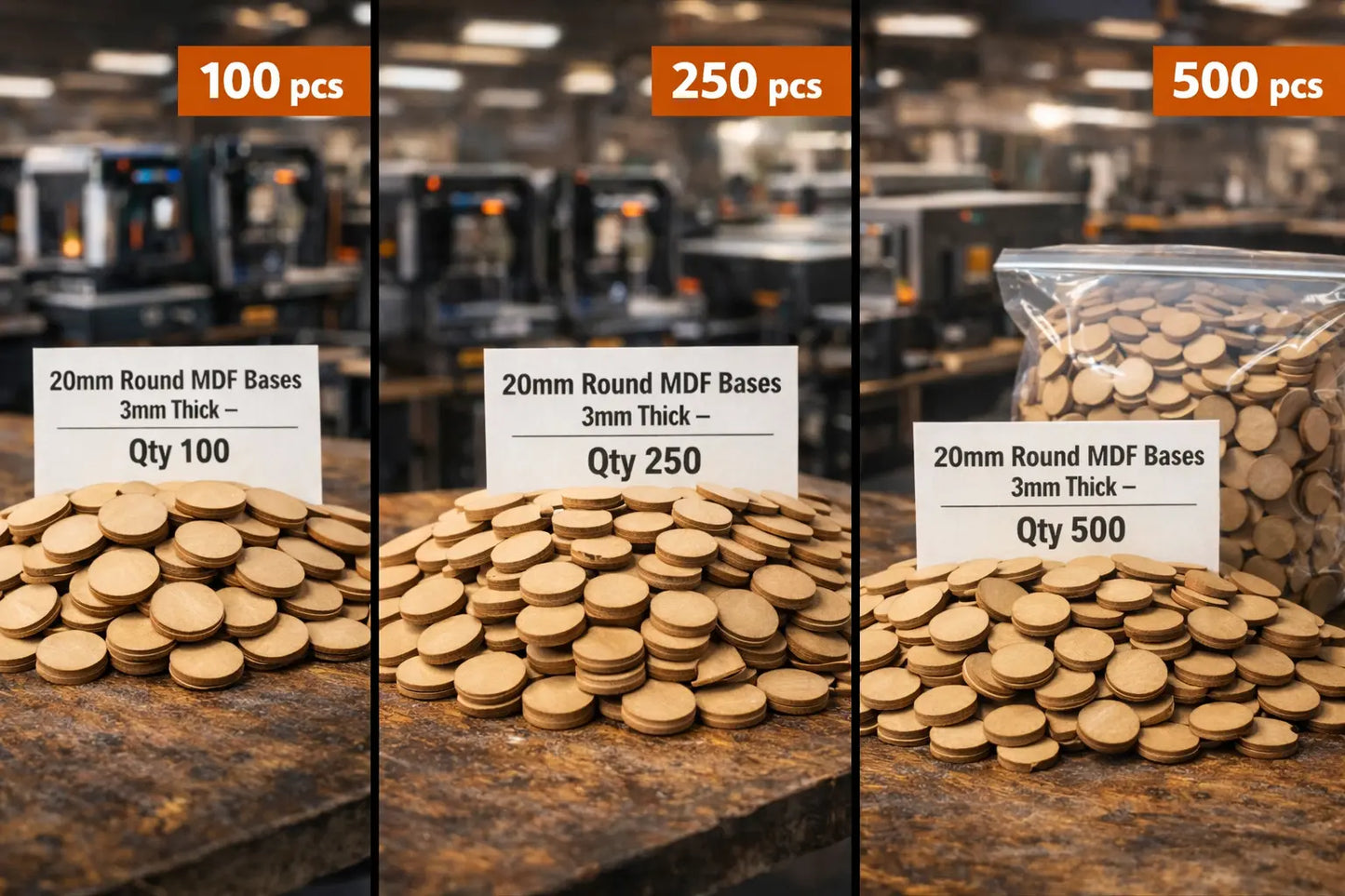 20mm Round Premium MDF Bases 3mm Thick Miniatures Tabletop Games UK 3D Peak Print