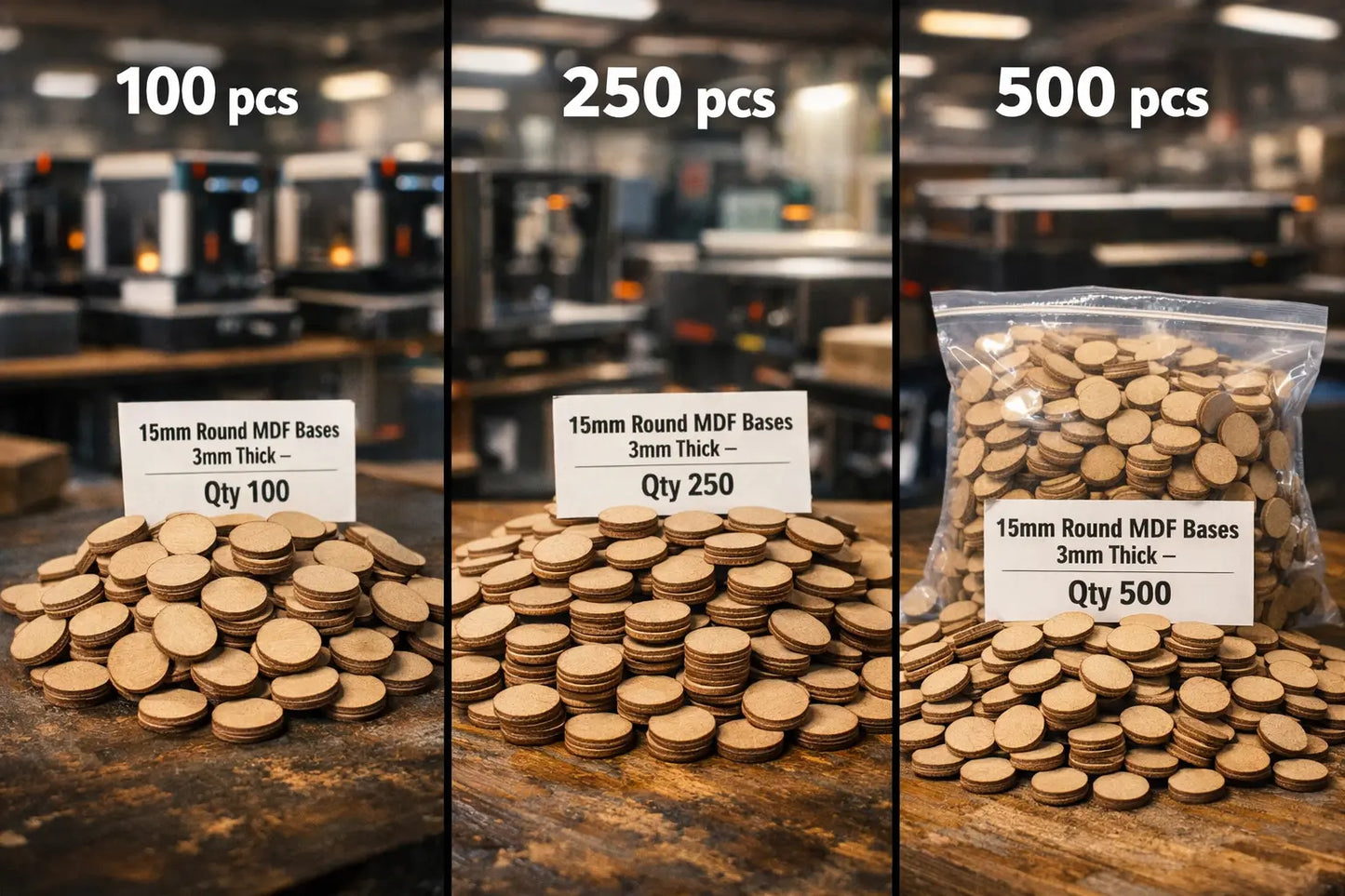 15mm Round Premium MDF Bases 3mm Thick Miniatures Tabletop Games UK 3D Peak Print