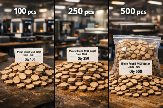 15mm Round Premium MDF Bases 3mm Thick Miniatures Tabletop Games UK 3D Peak Print