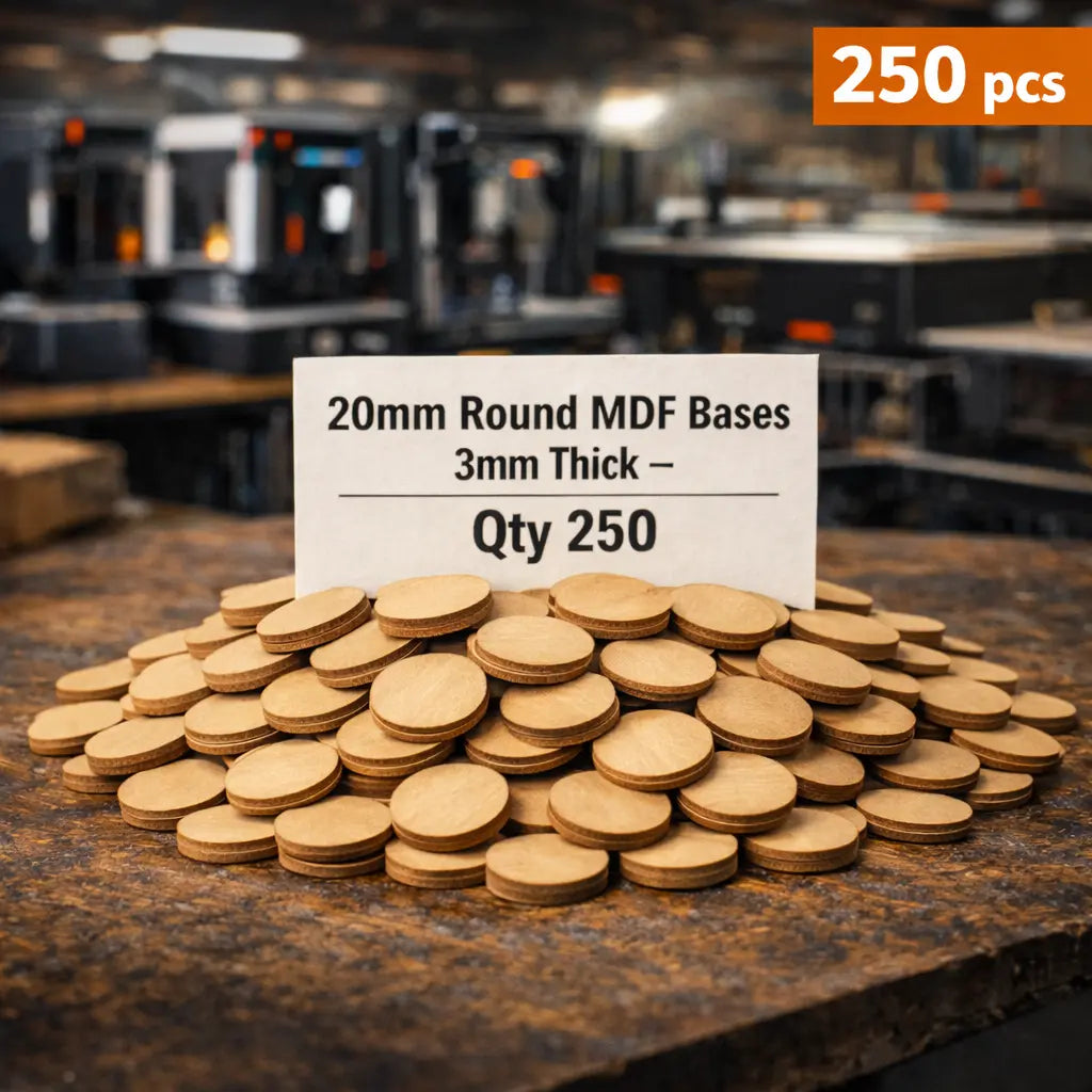 20mm Round Premium MDF Bases 3mm Thick Miniatures Tabletop Games UK 3D Peak Print