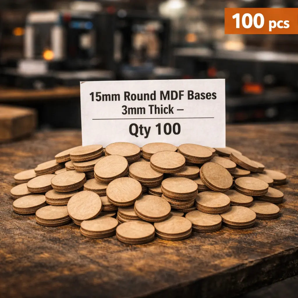 15mm Round Premium MDF Bases 3mm Thick Miniatures Tabletop Games UK 3D Peak Print