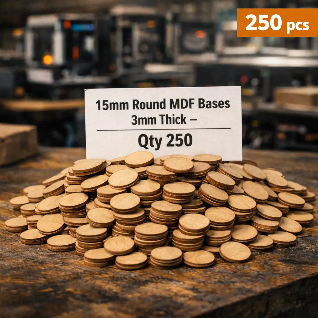 15mm Round Premium MDF Bases 3mm Thick Miniatures Tabletop Games UK 3D Peak Print