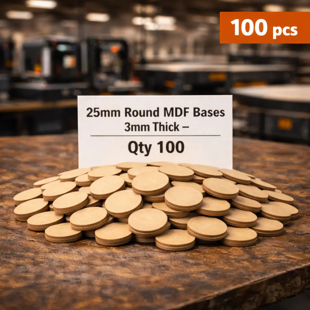 25mm Round Premium MDF Bases 3mm Thick Miniatures Tabletop Games UK 3D Peak Print