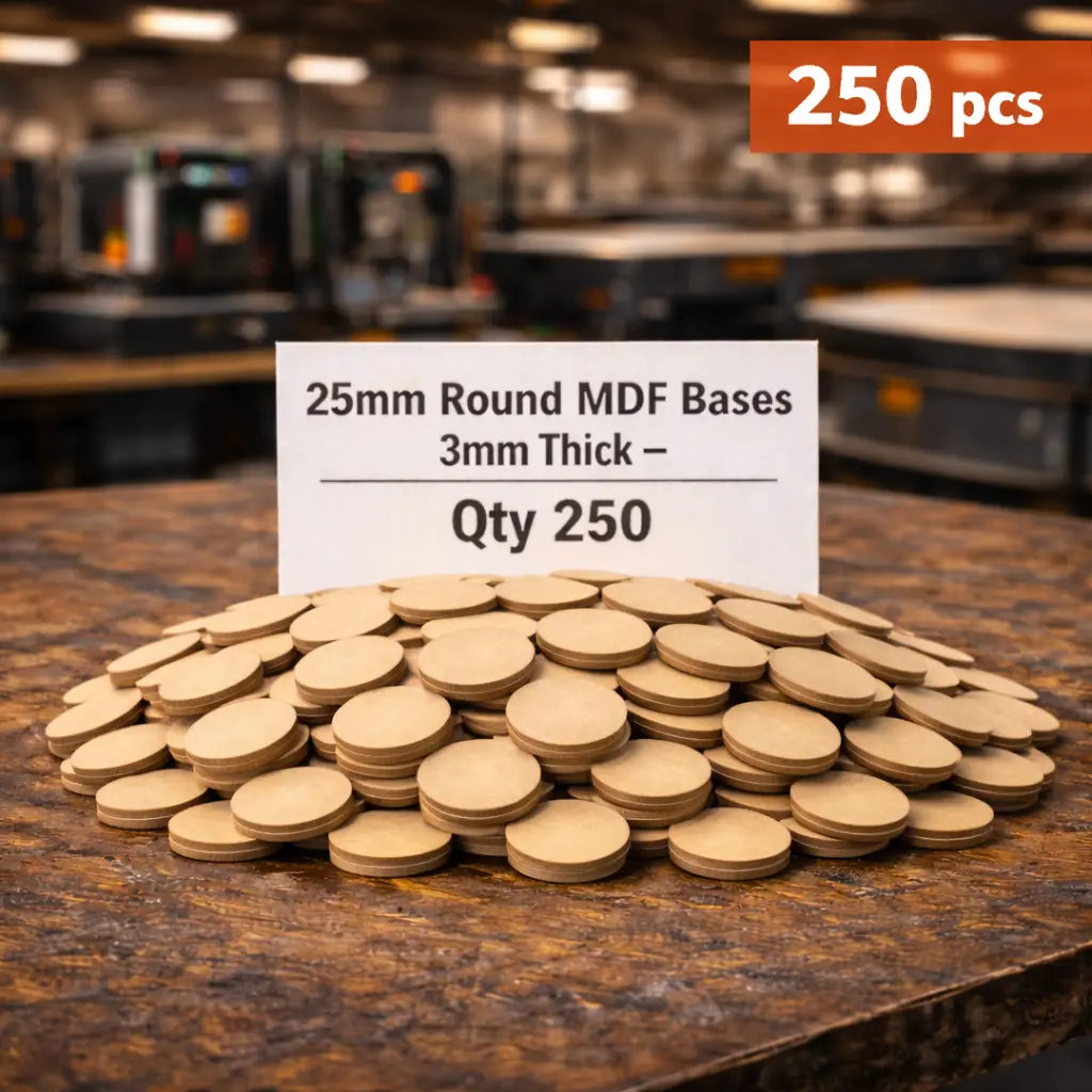 25mm Round Premium MDF Bases 3mm Thick Miniatures Tabletop Games UK 3D Peak Print