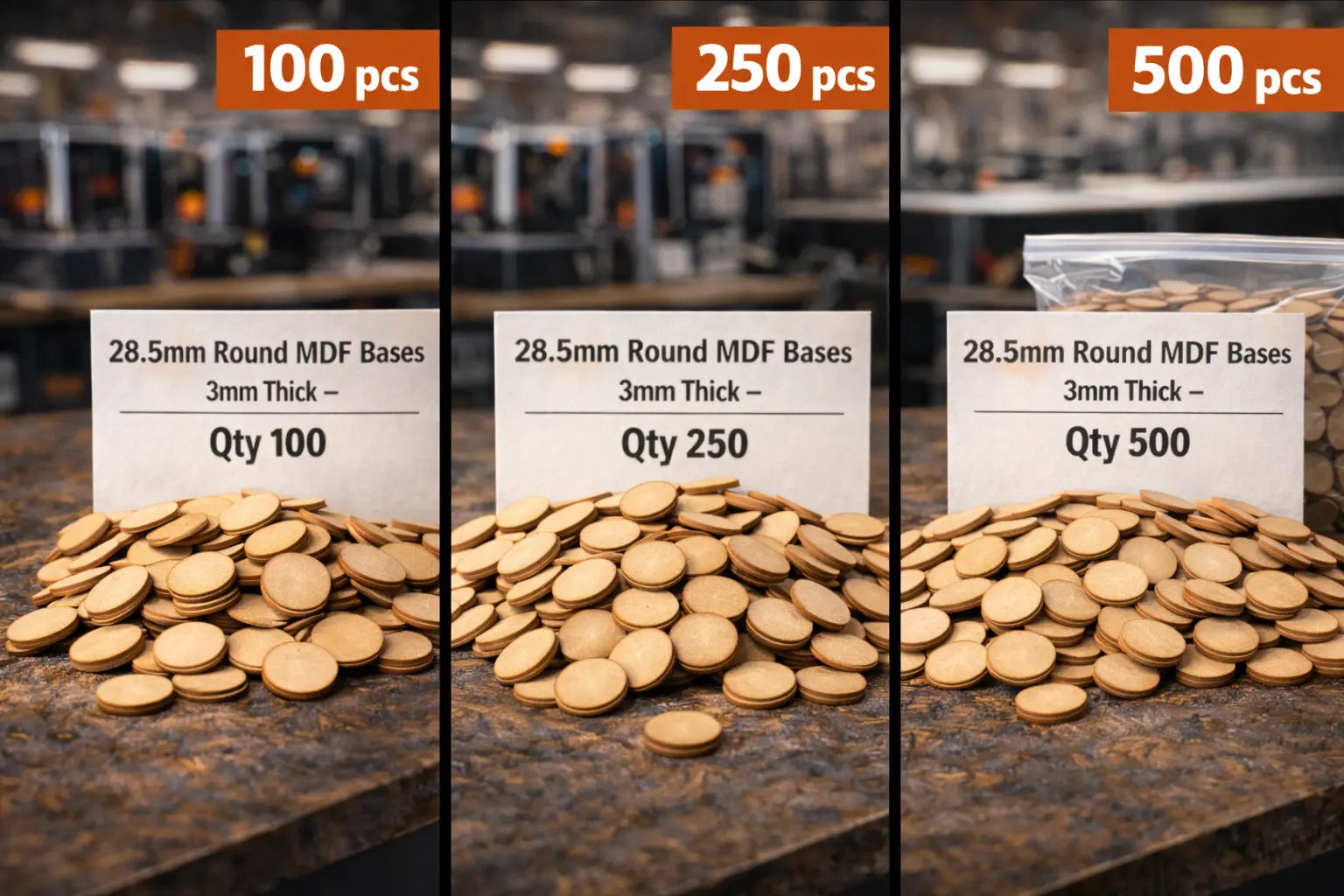 28.5mm Round Premium MDF Bases 3mm Thick Miniatures Tabletop Games UK 3D Peak Print