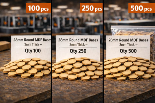 28mm Round Premium MDF Bases 3mm Thick Miniatures Tabletop Games UK 3D Peak Print