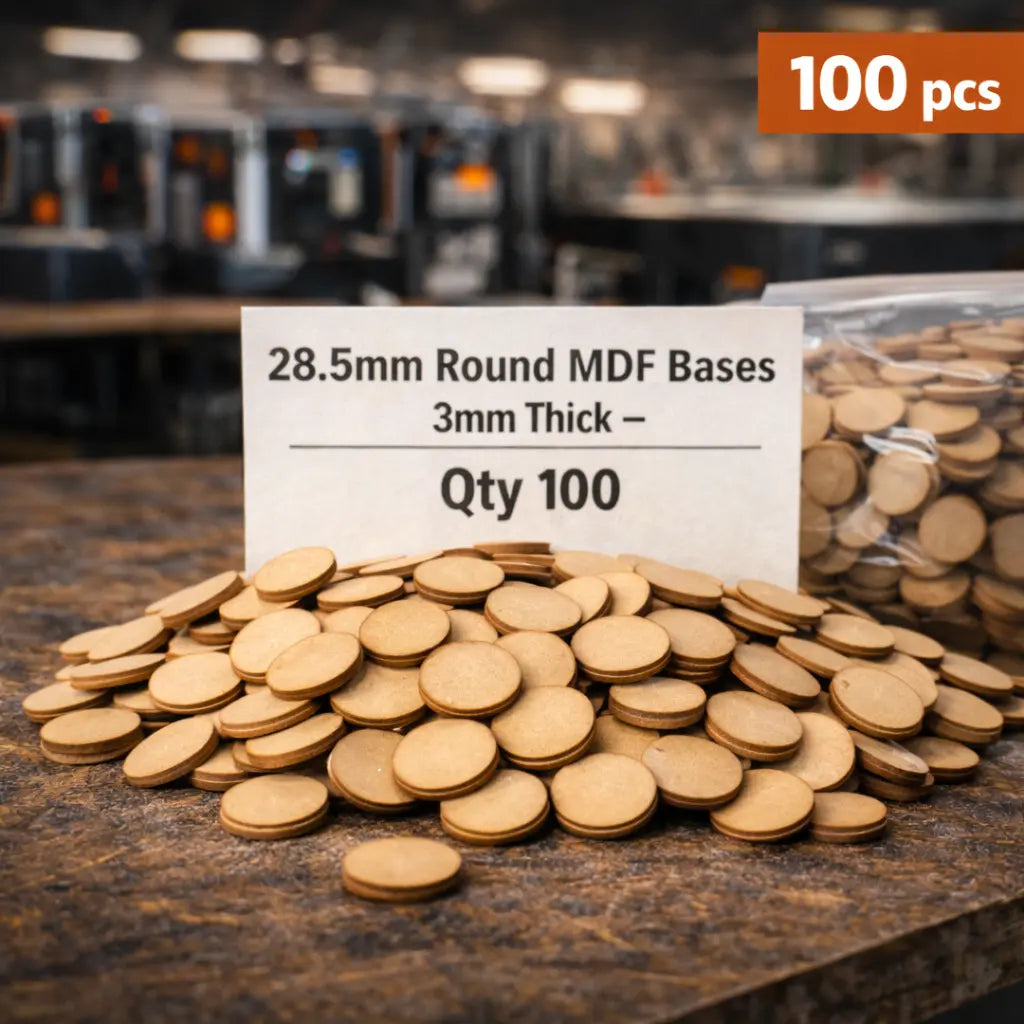 28.5mm Round Premium MDF Bases 3mm Thick Miniatures Tabletop Games UK 3D Peak Print