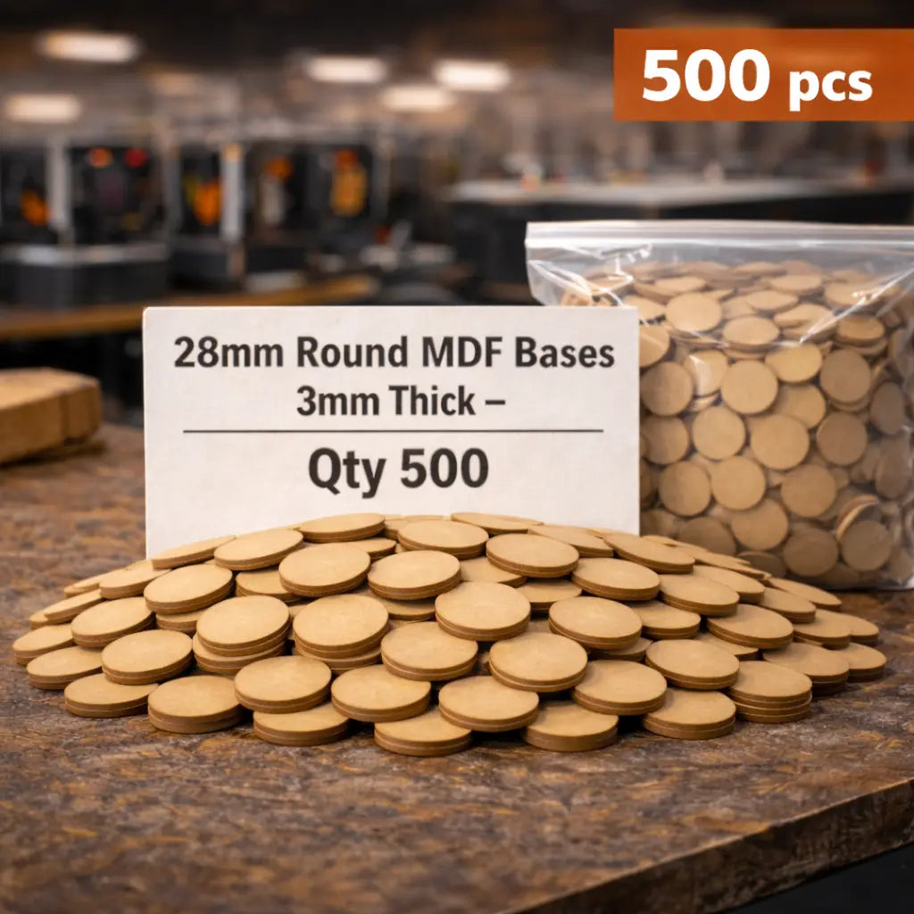 28mm Round Premium MDF Bases 3mm Thick Miniatures Tabletop Games UK 3D Peak Print