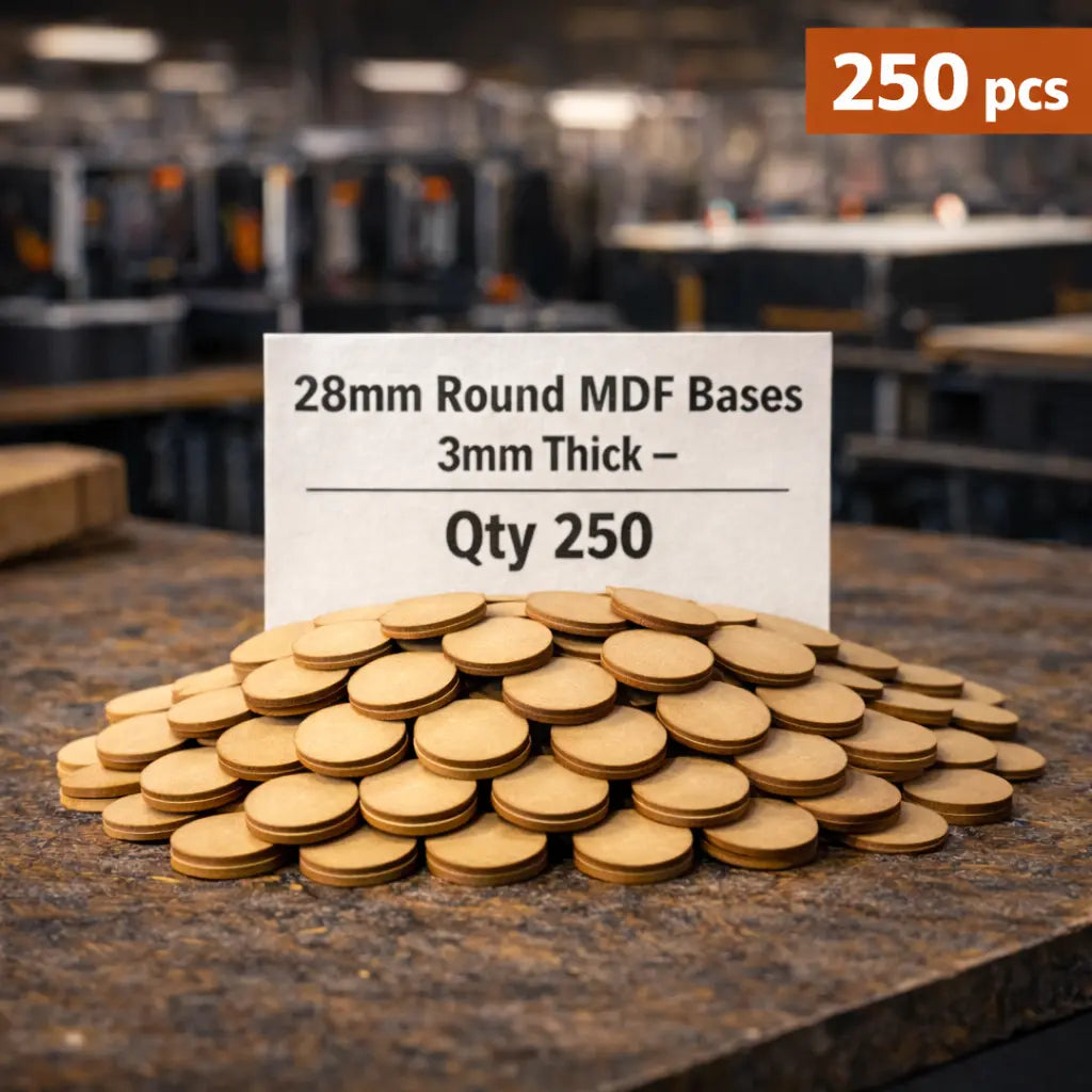 28mm Round Premium MDF Bases 3mm Thick Miniatures Tabletop Games UK 3D Peak Print