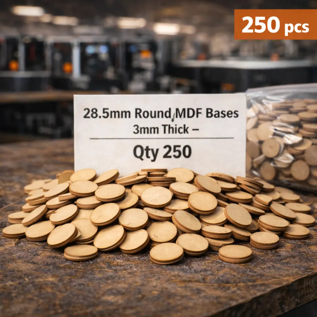28.5mm Round Premium MDF Bases 3mm Thick Miniatures Tabletop Games UK 3D Peak Print