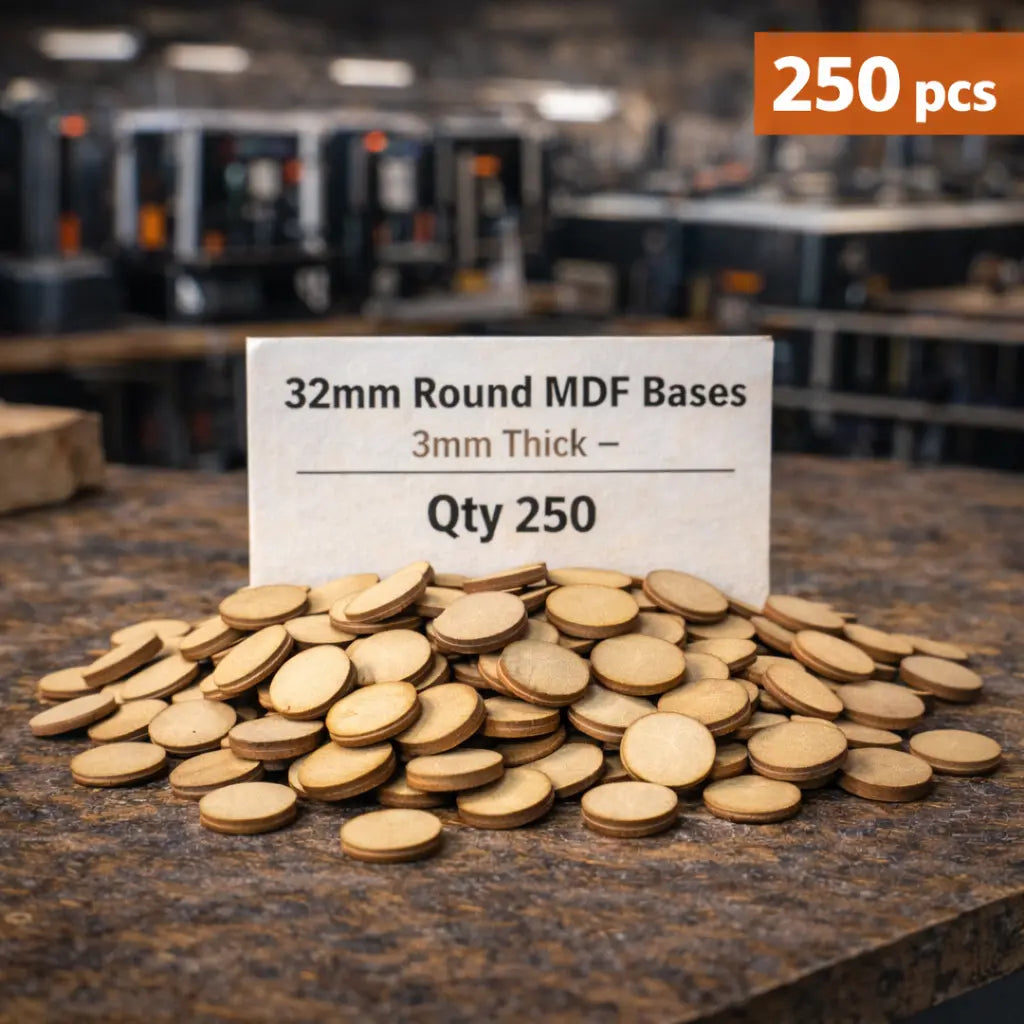 32mm Round Premium MDF Bases 3mm Thick Miniatures Tabletop Games UK 3D Peak Print