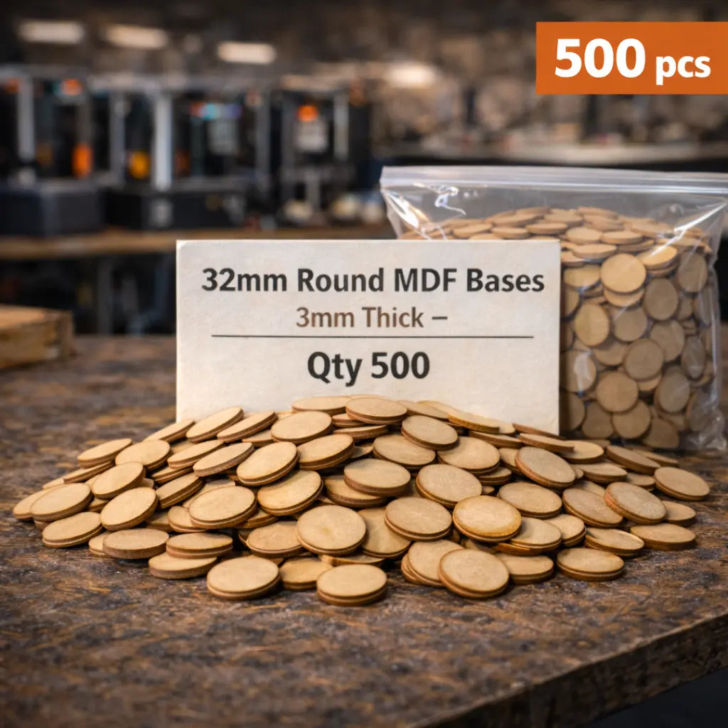 32mm Round Premium MDF Bases 3mm Thick Miniatures Tabletop Games UK 3D Peak Print