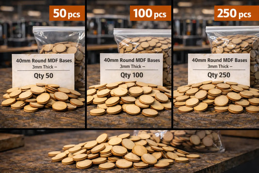 40mm Round MDF Bases 3mm Thick Wargaming Miniatures Tabletop Games UK 3D Peak Print