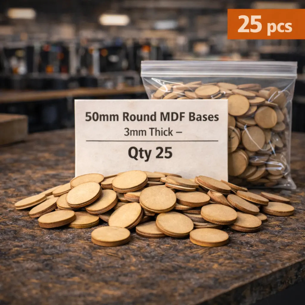 50mm Round MDF Bases 3mm Thick Wargaming Miniatures Tabletop Games UK 3D Peak Print