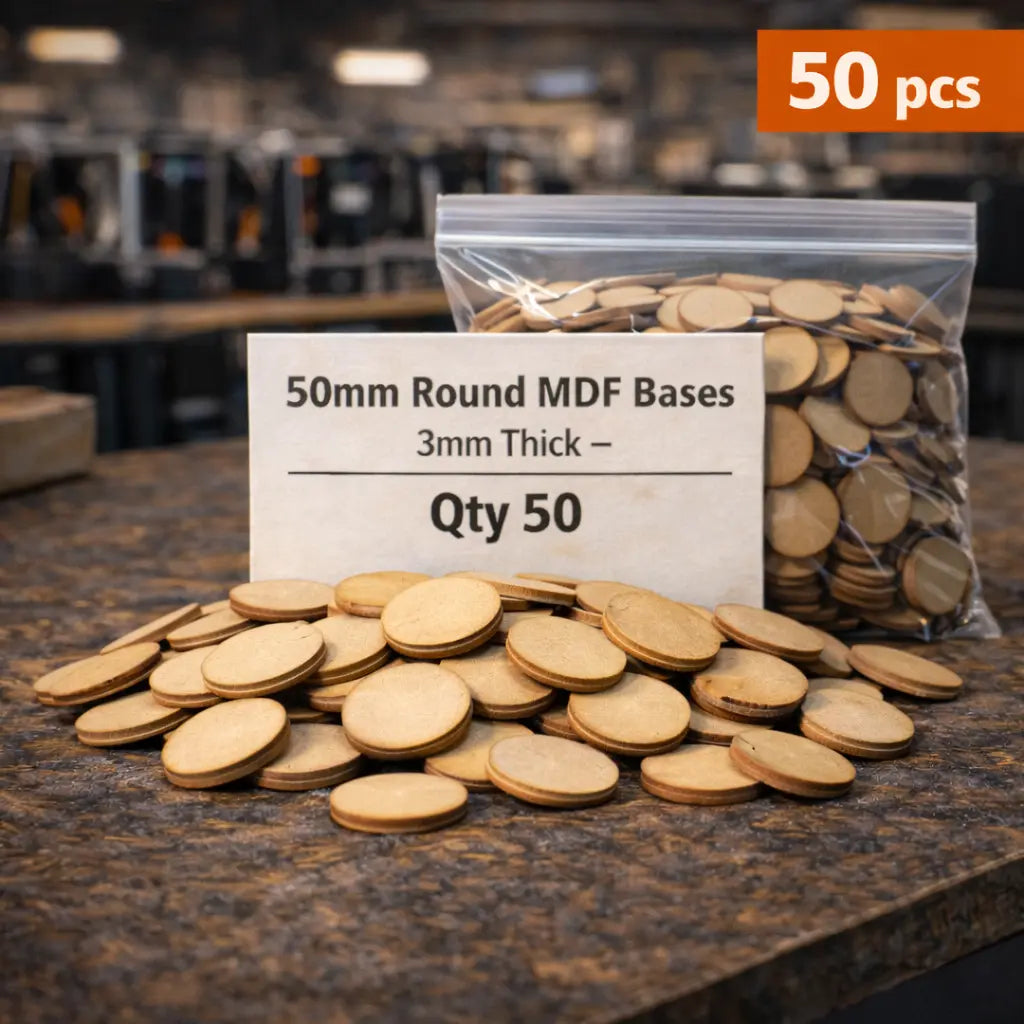 50mm Round MDF Bases 3mm Thick Wargaming Miniatures Tabletop Games UK 3D Peak Print