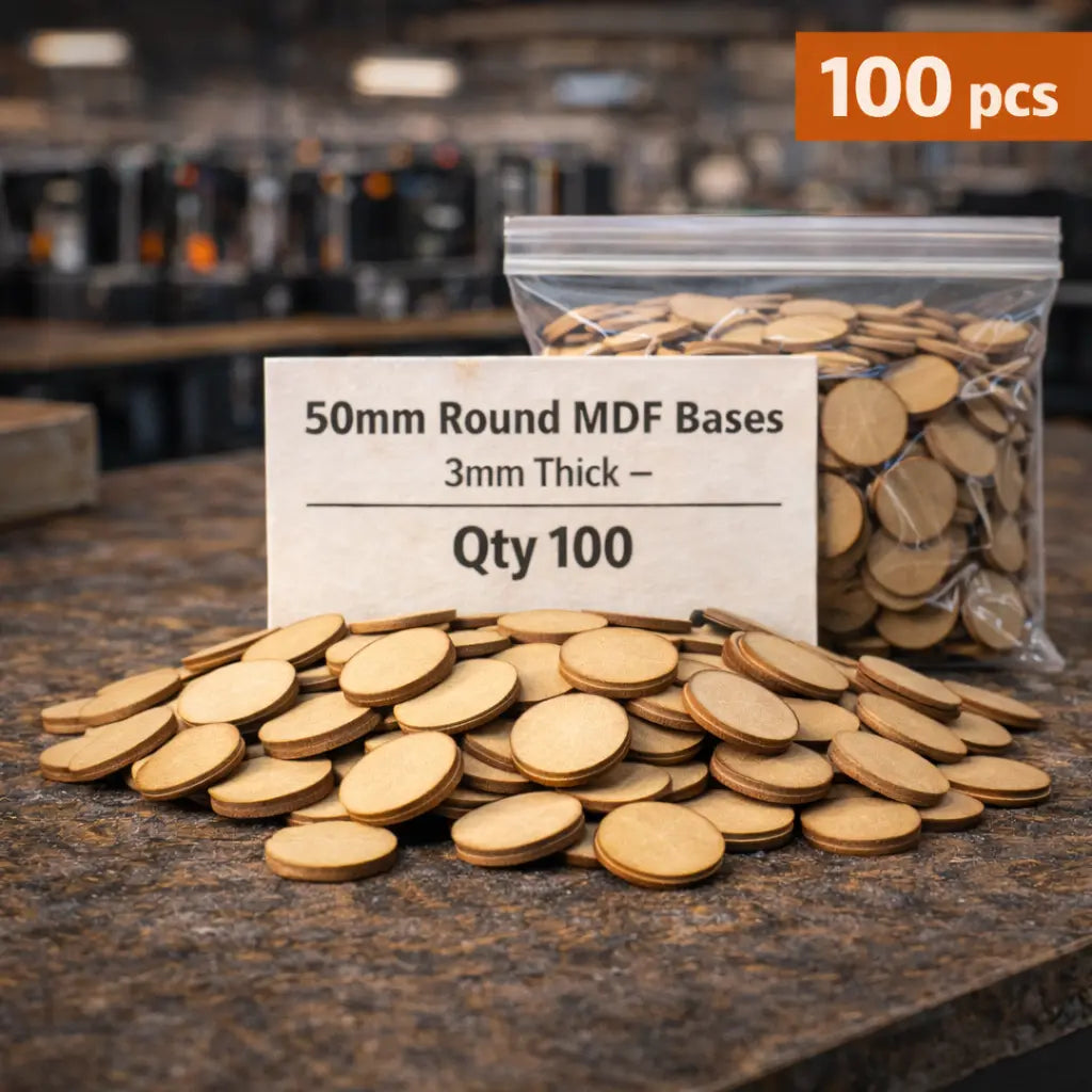 50mm Round MDF Bases 3mm Thick Wargaming Miniatures Tabletop Games UK 3D Peak Print