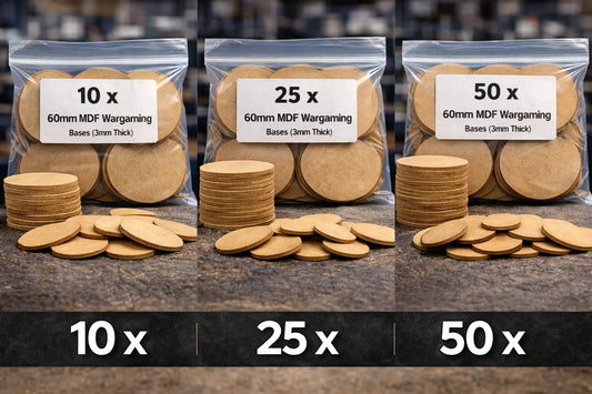 60mm Round MDF Bases 3mm Thick Wargaming Miniatures Tabletop Games UK 3D Peak Print