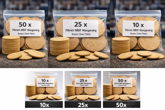 70mm Round MDF Bases 3mm Thick Wargaming Miniatures Tabletop Games UK 3D Peak Print