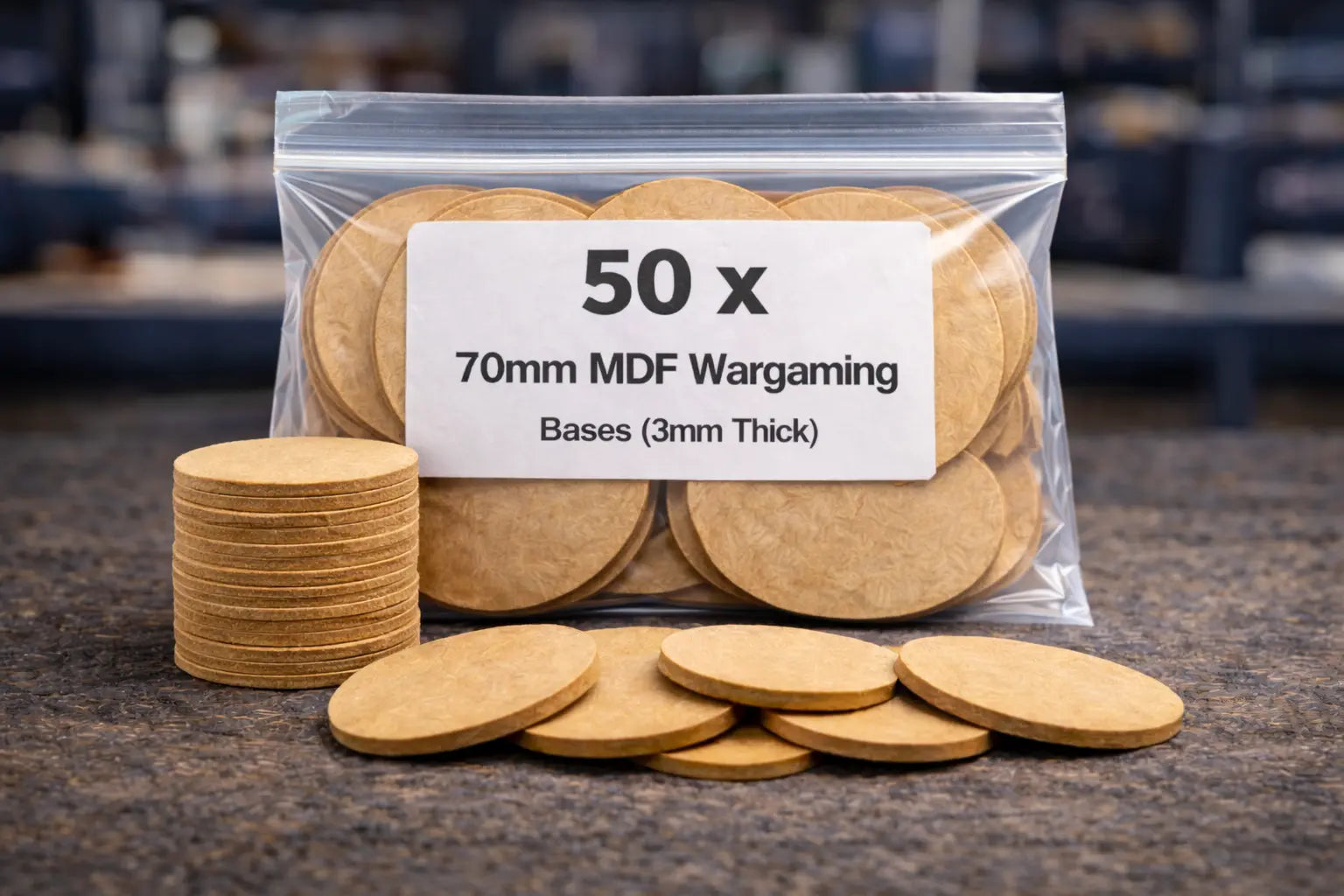 70mm Round MDF Bases 3mm Thick Wargaming Miniatures Tabletop Games UK 3D Peak Print