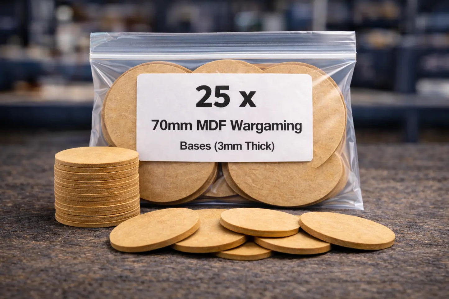 70mm Round MDF Bases 3mm Thick Wargaming Miniatures Tabletop Games UK 3D Peak Print